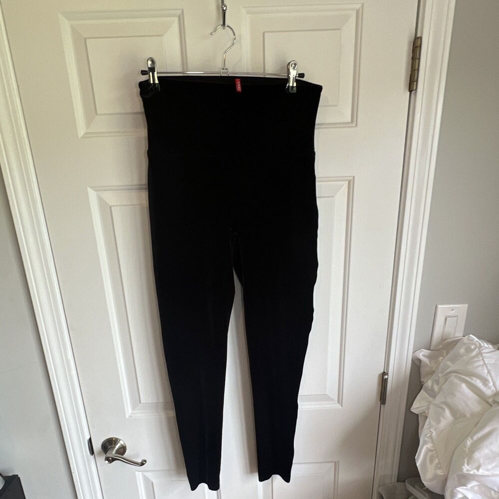 SPANX High-Waisted Shapewear Leggings Velvet Compression Black Womens XL/TG